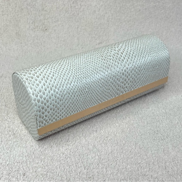 Jimmy Choo Magnetic Snap Snakeskin Pattern Sunglasses Hard Case Ivory/Gold Women - Picture 7 of 11